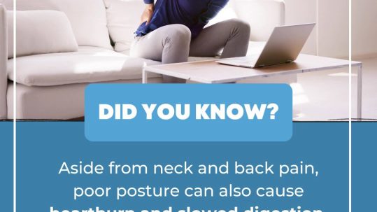 Did You Know? Aside from causing neck and back pain, poor posture can actually affect your digestive system!